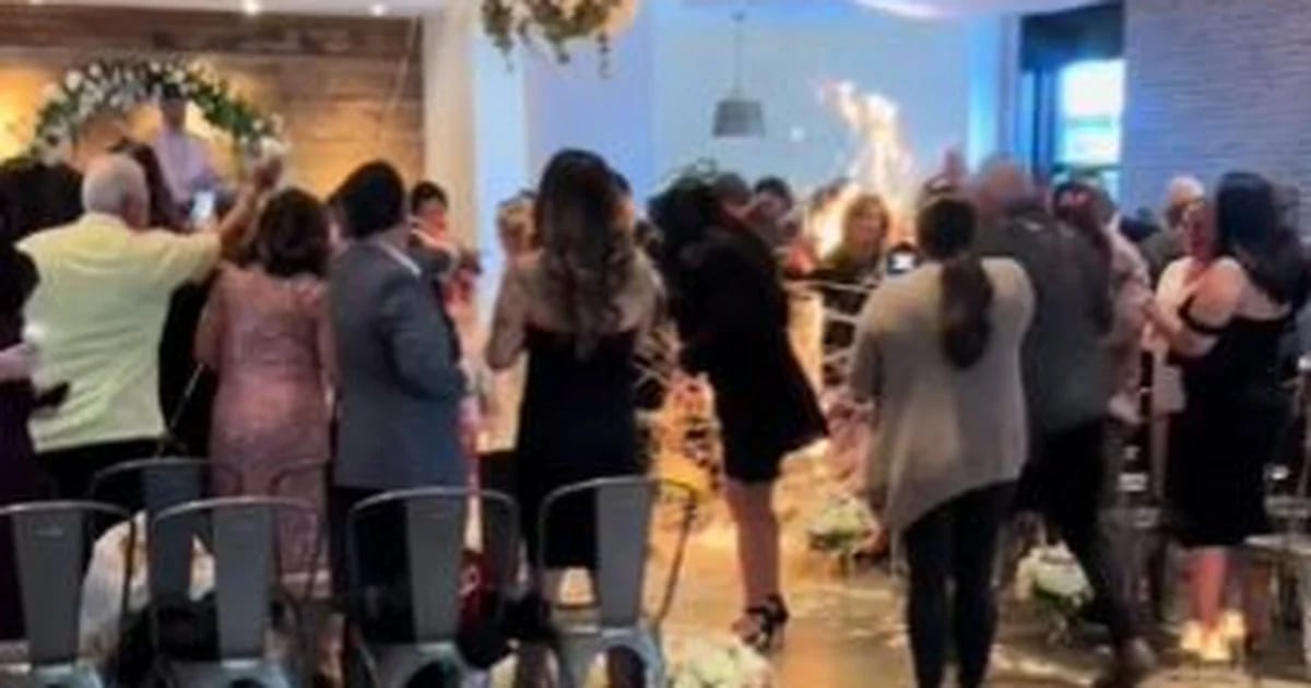 The dramatic moment a wedding dress caught fire during a wedding in California