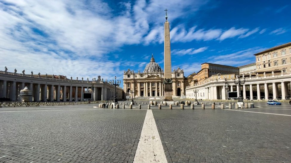 Saint Peter's Square is empty due to restrictions imposed in Rome.