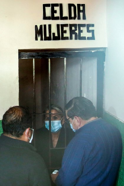 Former president Janine Anez, detained in a prison in La Paz, Bolivia, on March 13, 2021 (AFP)