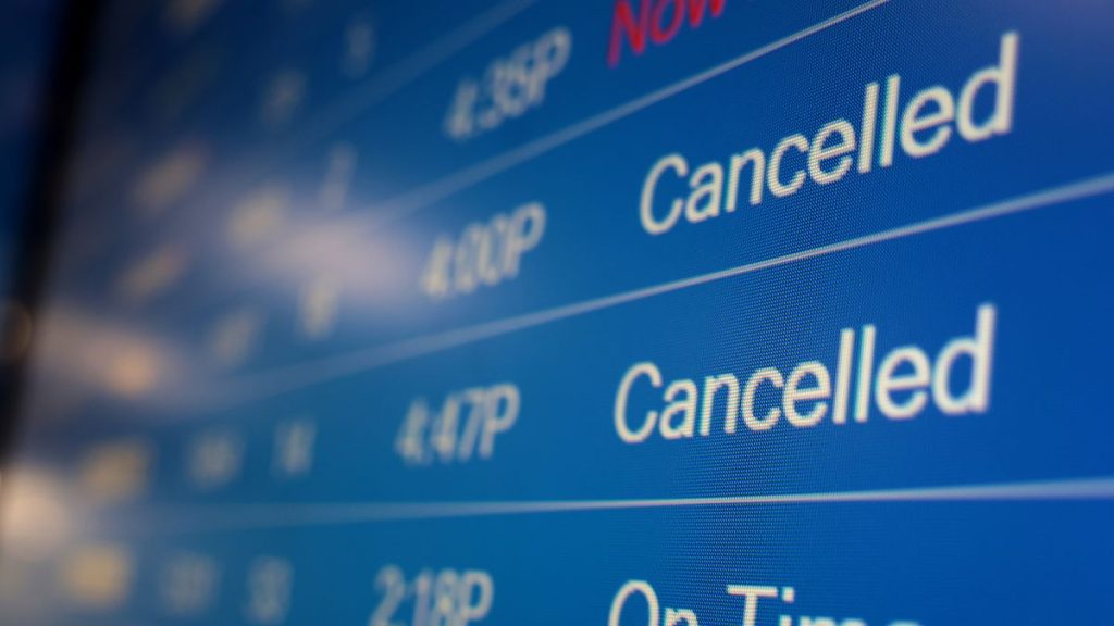 2,500 flights were canceled on Sunday due to a winter storm