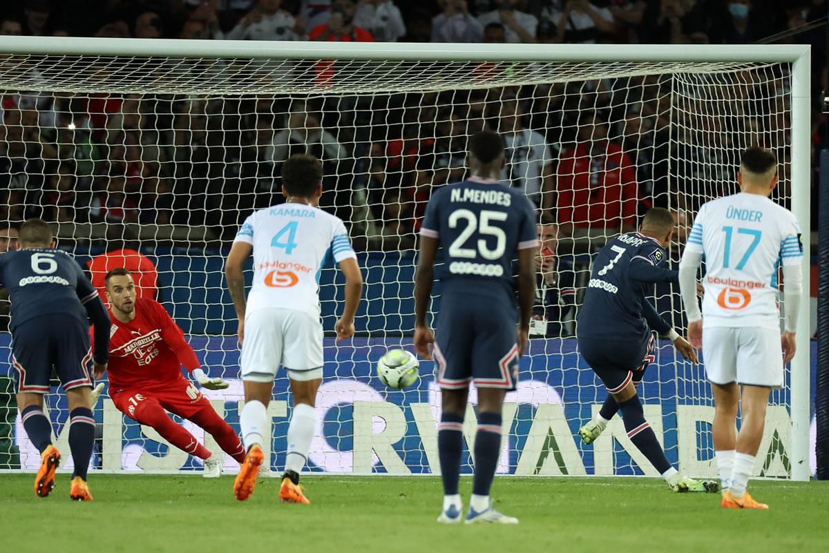 The penalty kick by Kylian Mbappe to win Paris Saint-Germain.