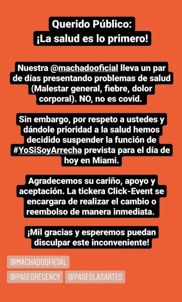 This is the statement issued regarding the health status of Venezuelans (Photo: Alicia Machado / Instagram)