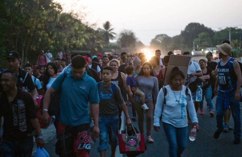 The caravan emigrates from southern Mexico to the United States