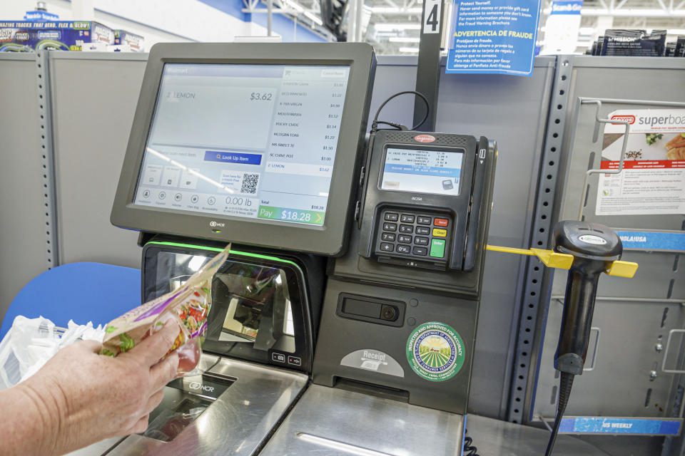 Florida, Miami, Walmart Store, Self-Service Scanning Check.  (Photo: Jeffrey Greenberg/Universal Images Group via Getty Images)