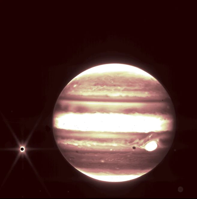 The James Webb Telescope also pointed to Jupiter.  This is what a gas giant looks like