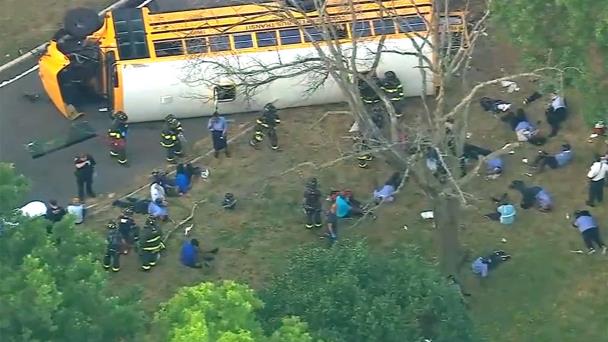 40 injured after school bus overturns in Bronx