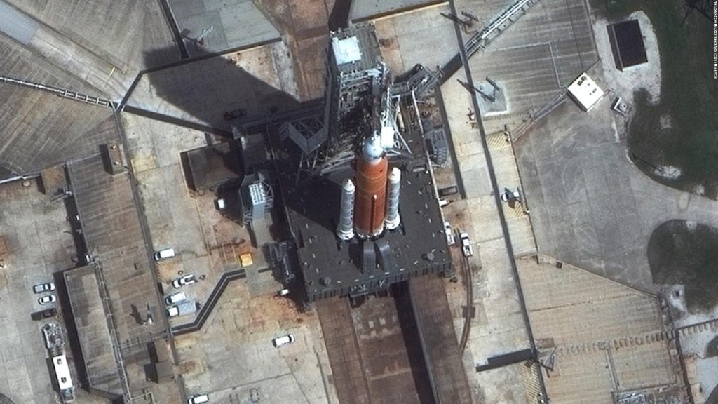 This is what the Artemis I launch pad looks like from the sky