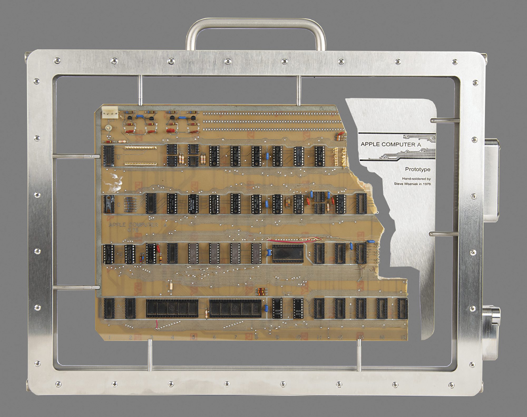 Photo posted by RR Auction of the Apple-1 computer prototype (RR Auction via AP)