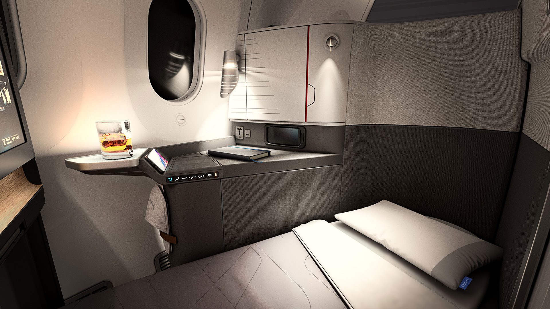 Boeing 787-9 Flagship Suite offers added comfort with reclining seats and can also convert to reclining position.