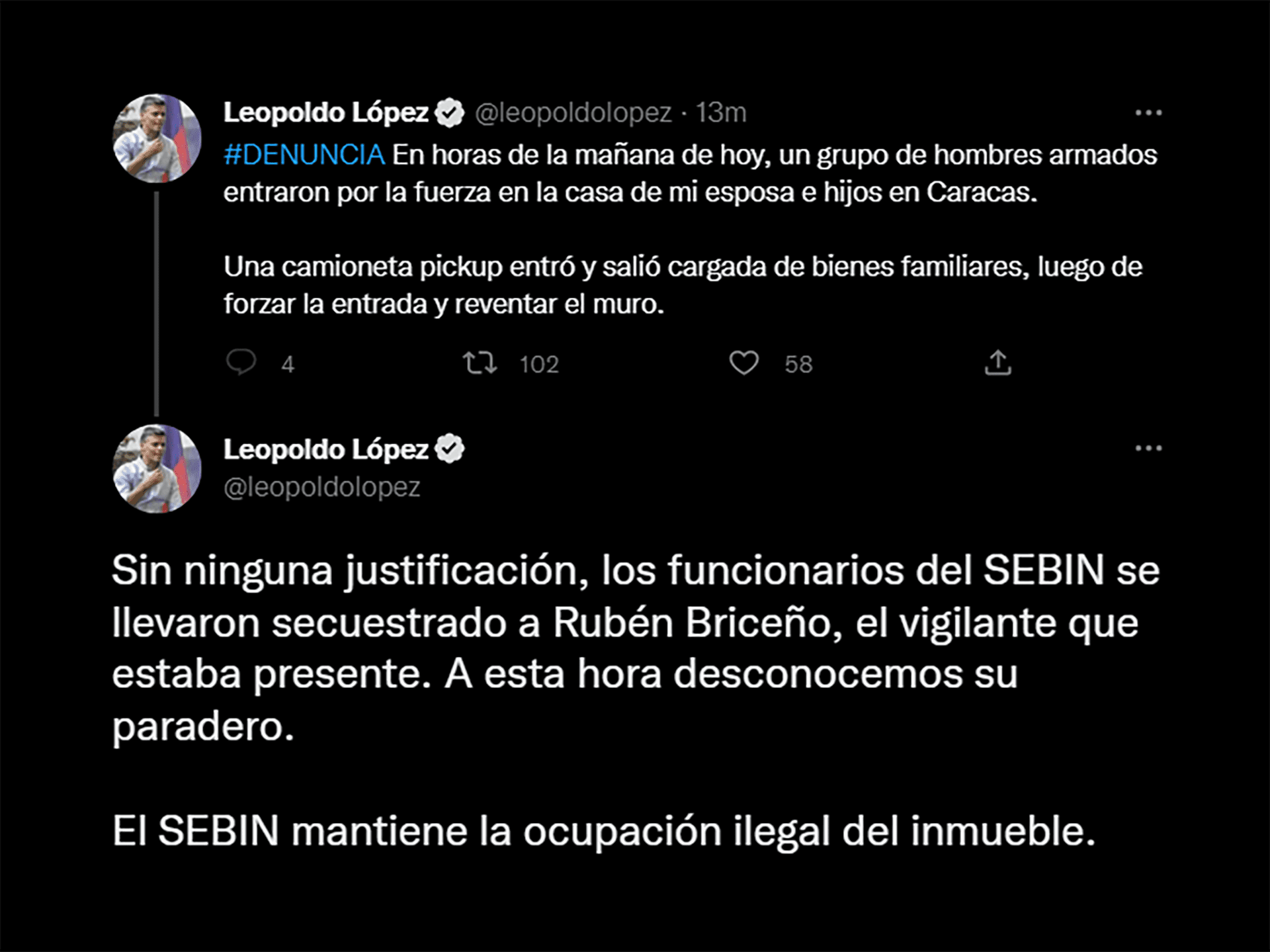Leopoldo Lopez's complaint this Saturday