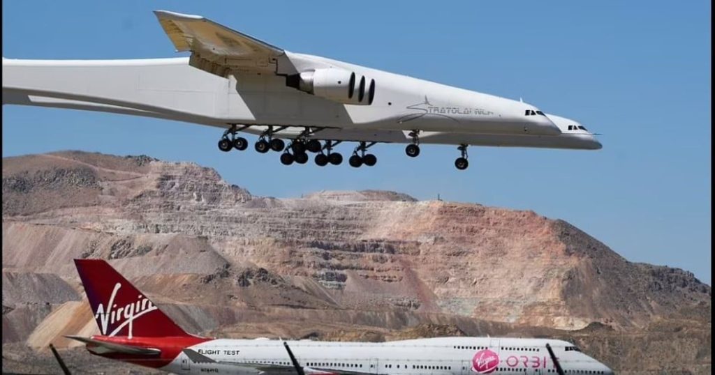 The Stratolaunch, the largest aircraft in the world, once again flew the size of a football field from one arc to another