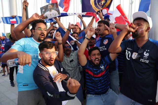 Fans supporting France in Doha, Qatar