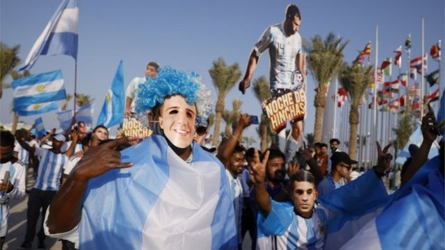 Fans supporting Argentina in Doha, Qatar