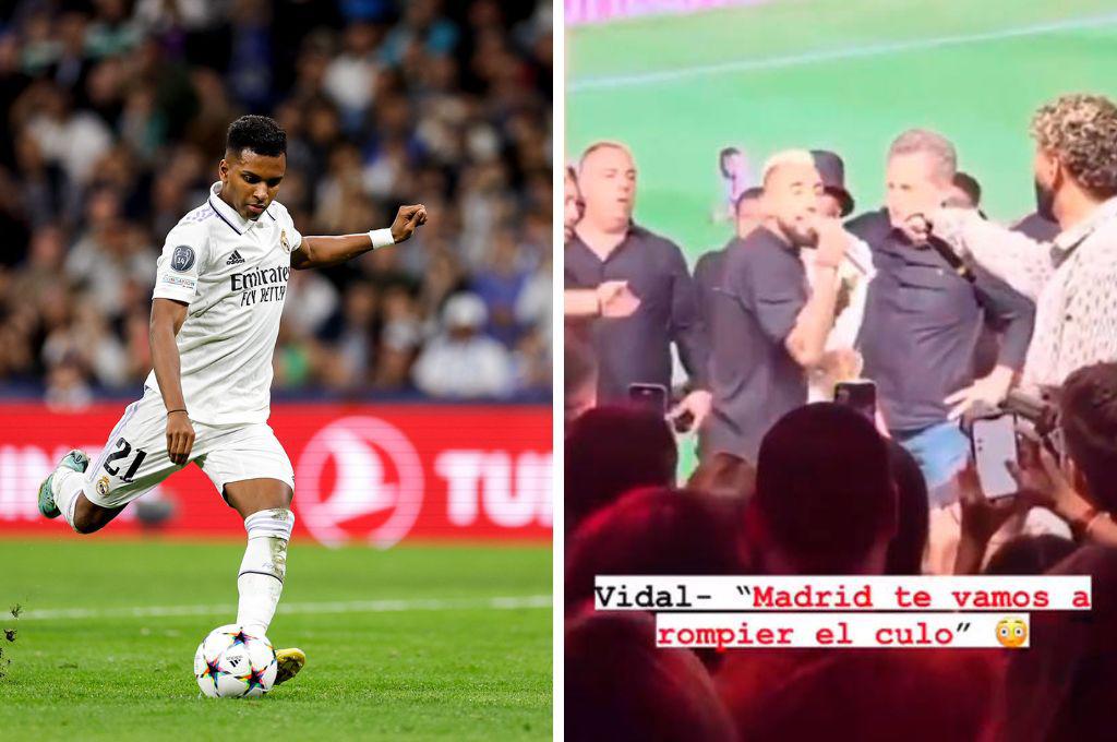 Rodrygo explains things to Arturo Vidal after his controversial provocation