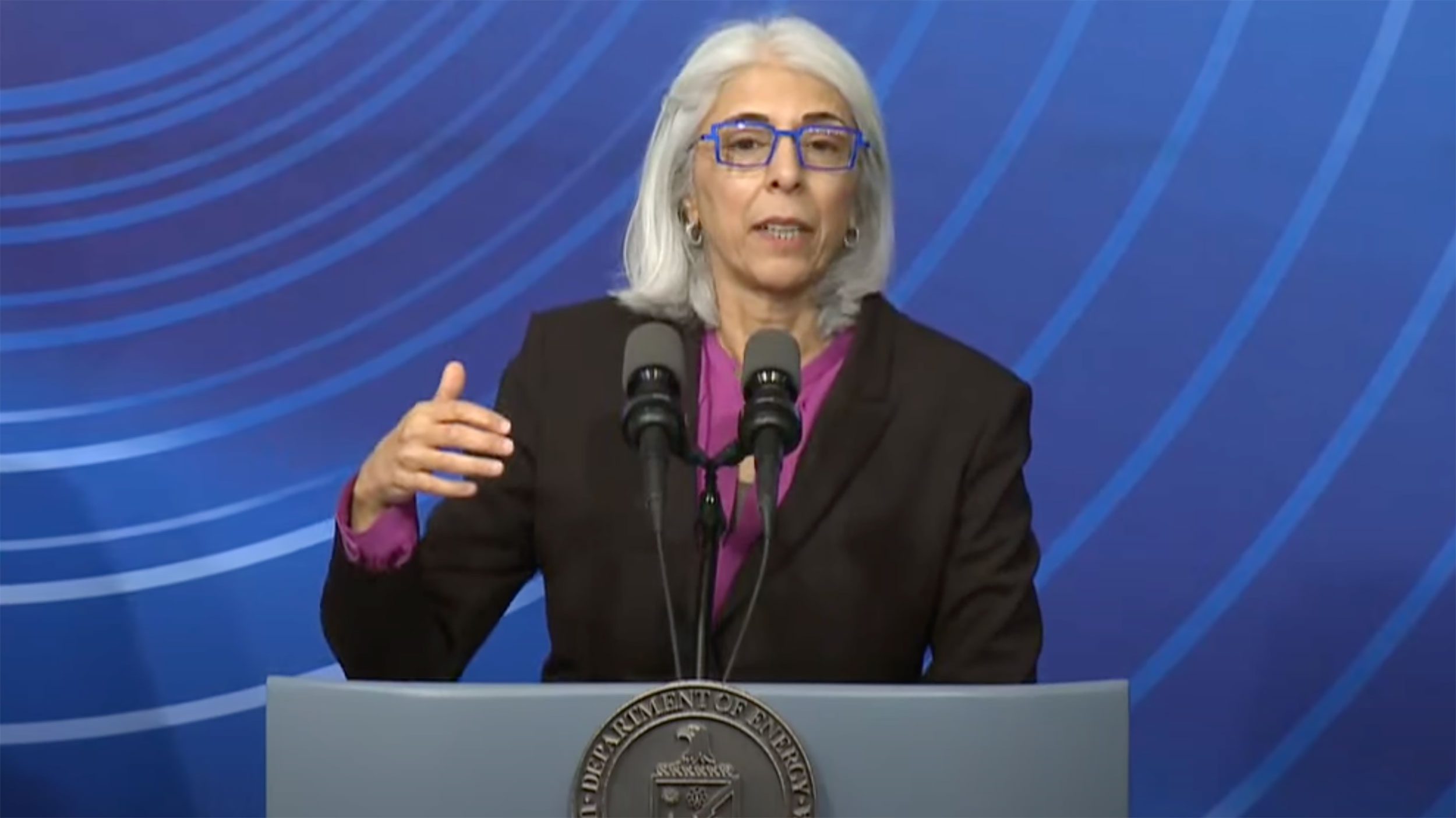Aarti Prabhakar during a press conference on Tuesday on the scientific progress in nuclear fusion.  (US Department of Energy)